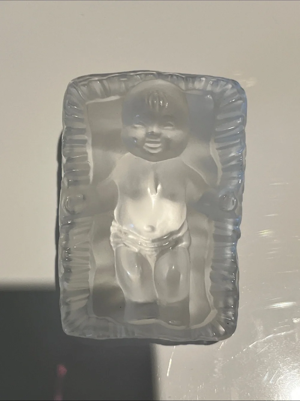 Lalique France nativity Joseph Mary Jesus Manger glass crystal